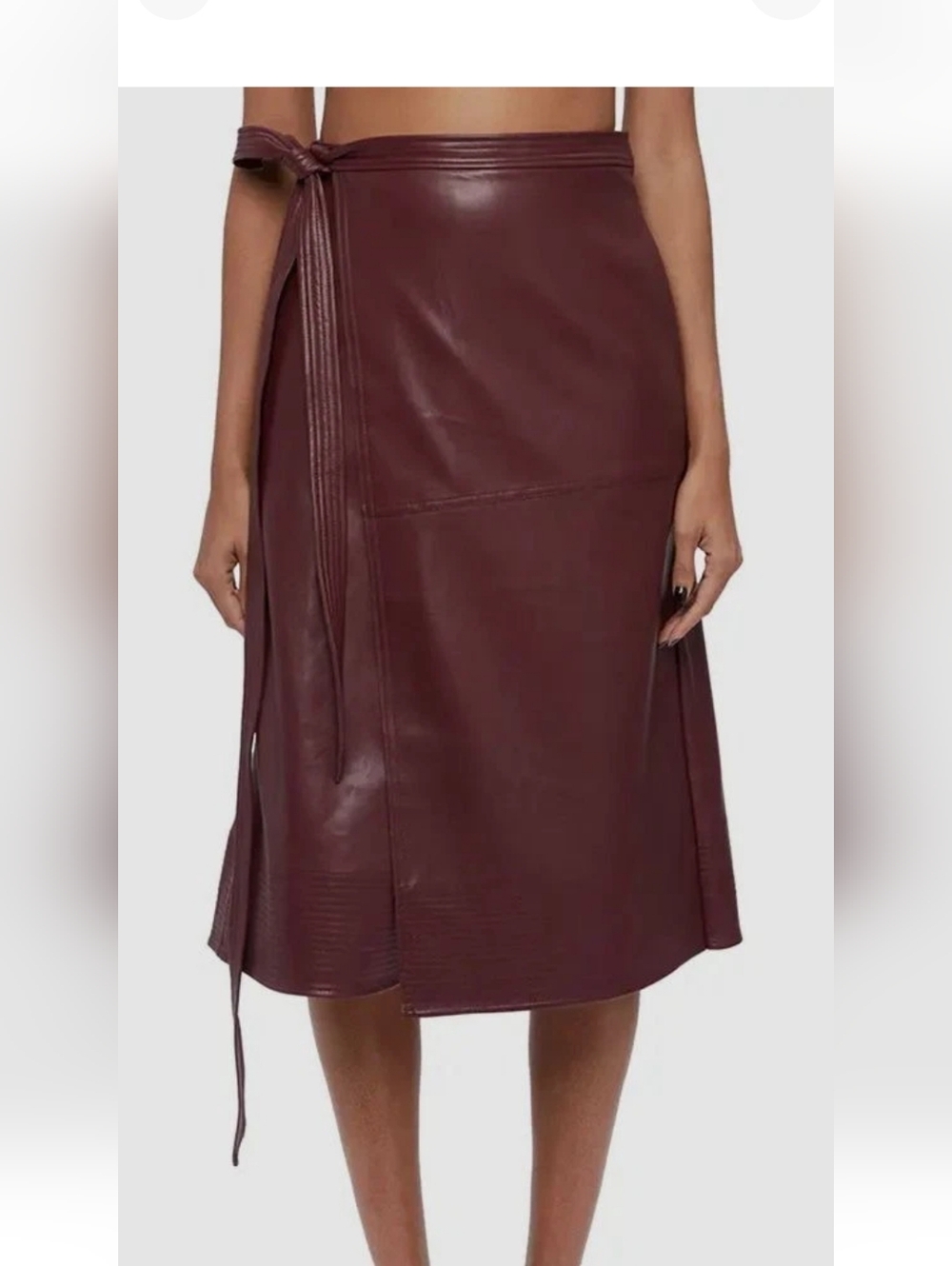 Jonathan Simkhai Women's  Leather A-Line Wrap Skirt Size 6